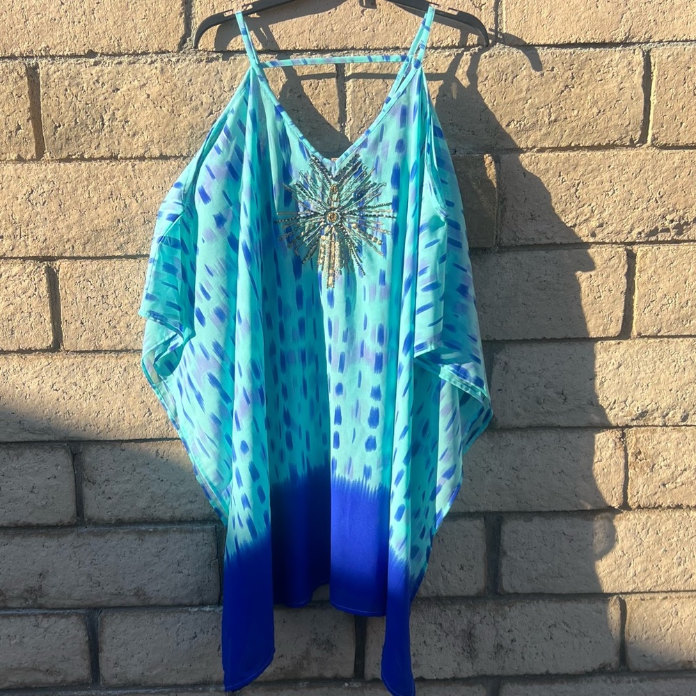 Piazza Dolce bathing suit cover beaded front